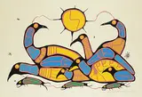 Norval Morrisseau, Seven Loons #A/P, colour silkscreen on paper