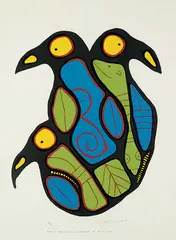 Norval Morrisseau, Ravens Speaking and Awareness of Middle Path #35/56, colour silkscreen on paper