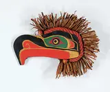 Jackson Robertson, Kwakiutl Eagle, painted wood carving with straw
