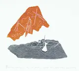 Syollie Arpatuk Amituk, Harpooning Whale #27/35, 1972, colour stonecut on paper