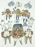 Pitseolak Ashoona, Migration Towards Our Summer Camp #3/50, 1983, colour lithograph on paper