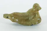 Josephi Audlakeak, Untitled - Side Swimming Seal, green and brown stone carving