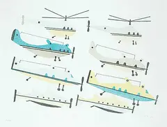 Etidlooie Etidlooie, Aircraft Becoming Sea Animals #1/50, 1981, colour lithograph on paper