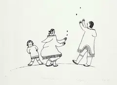 Elisapee Ishulutaq, Juggling #5/50, 1972, stonecut on paper