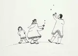 Elisapee Ishulutaq, Juggling #5/50, 1972, stonecut on paper