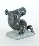 Jack Joamasi, Untitled - Seal and Fish, 1982, grey stone carving