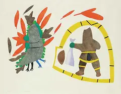Self Defense #3/50 by Helen Kalvak, 1980, colour stonecut on paper, sold Mar 2021