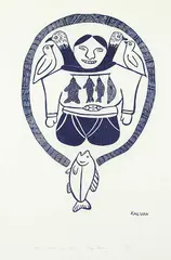 Magic Power #23/50 by Helen Kalvak, 1973, stonecut on paper, sold Mar 2021