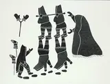 Helen Kalvak, Balancing Trick #49/50, 1983, stonecut on paper