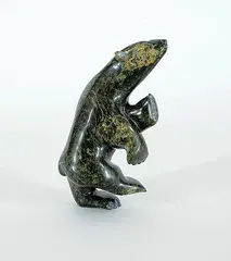 Moses Kelly, Untitled - Dancing Bear, green and brown stone carving