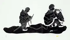 Henry Napartuk, The Old Way of Hunting Walrus #21/30, 1972, stonecut on paper