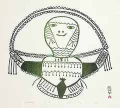 Pudlo Pudlat, Composition #3/50, 1972, colour stonecut on paper
