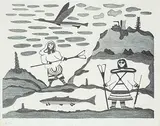 Pudlo Pudlat, Women at the Fish Lakes #18/75, 1976, lithograph on paper