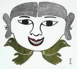 Pitaloosie Saila, Young Girl and Birds #6/50