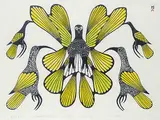 Eliyakota Samualie, Yellow Birds #15/50, 1978, colour stonecut and stencil on paper
