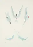 Paulosie Sivuak, Three Birds, Two Fish #5/50, 1982, colour stencil on paper