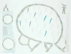 Jamasie Teevee, Fish Weir #1/50, 1981, colour lithograph on paper