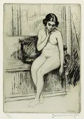 Songeuse [Dreamer] #26/50 by Frank Armington, etching on paper, sold Nov 2020
