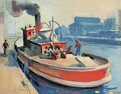 Frank T. Moore Beatty, Untitled - Ready to Cast Off, watercolour on paper