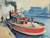 Frank T. Moore Beatty, Untitled - Ready to Cast Off, watercolour on paper