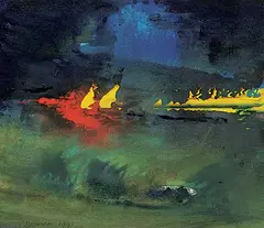 Denis Bowen, Untitled: [Landscape #2], 1991, acrylic on paper