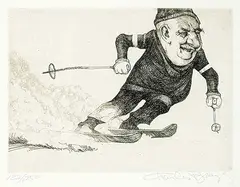 Charles Bragg, Untitled - Skiing [Sport Suite] #132/250, etching on paper