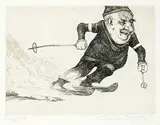 Charles Bragg, Untitled - Skiing [Sport Suite] #132/250, etching on paper