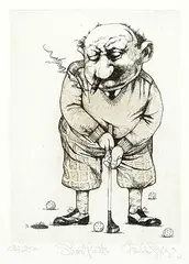 Charles Bragg, Short Putts [Sport Suite] #132/250, etching on paper