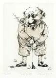 Charles Bragg, Short Putts [Sport Suite] #132/250, etching on paper