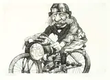 Charles Bragg, Untitled - Biker [Sport Suite] #132/250, etching on paper
