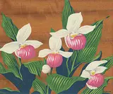 A. J. Casson, Untitled - Orchids, colour silkscreen on wood veneer