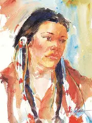 Homer Collins, Untitled - Woman in Braids, 1980, watercolour on paper