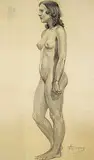 Alice Mary Charlton Cooper, Untitled - The Model, charcoal on paper