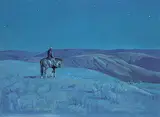 Peter Maxwell Ewart, Moonlight on the Open Range, oil on canvas board