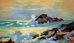 Gladys Harris, Untitled - Crashing Waves, oil on wood board