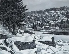 Karl Henke, Deep Cove, pastel and charcoal on paper