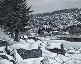 Karl Henke, Deep Cove, pastel and charcoal on paper