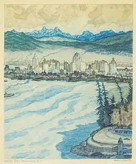 Nicholas Hornyansky, Windy Day, Vancouver, BC, etching on paper