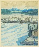 Nicholas Hornyansky, Windy Day, Vancouver, BC, etching on paper