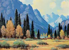 Michael Horyn, Peaks and Valleys, Jasper, Alta., 1973, oil on canvas board