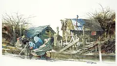 Brian R. Johnson, Gilmore Island, Fraser River, watercolour on paper