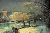 Antal Jancsek, Untitled - River Bank in Winter, oil on canvas