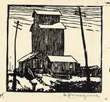 Alexander Johnston Musgrove, Untitled - Grain Elevator, lino block on paper