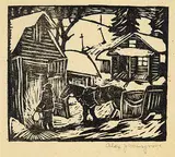 Alexander Johnston Musgrove, Untitled - After a Long Day's Work, lino block on paper