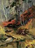 Guttorn Otto, Ravine, oil on paper board