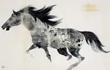 Warner R. Plangg, Untitled - Racing Horse, 1959, ink and watercolour on paper board