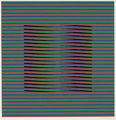 Carlos Cruz-Diez, Untitled - Green, Blue and Red Op Art #48/75, 1977, colour silkscreen on paper