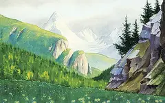Bern Smith, Flowered Meadow, Yoho, watercolour on paper