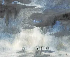 Thep Thavonsouk, Untitled - Rain Showers, 1992, watercolour and ink on paper