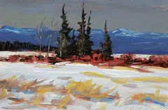 John Davenall Turner, Winter Spruce, oil on wood board